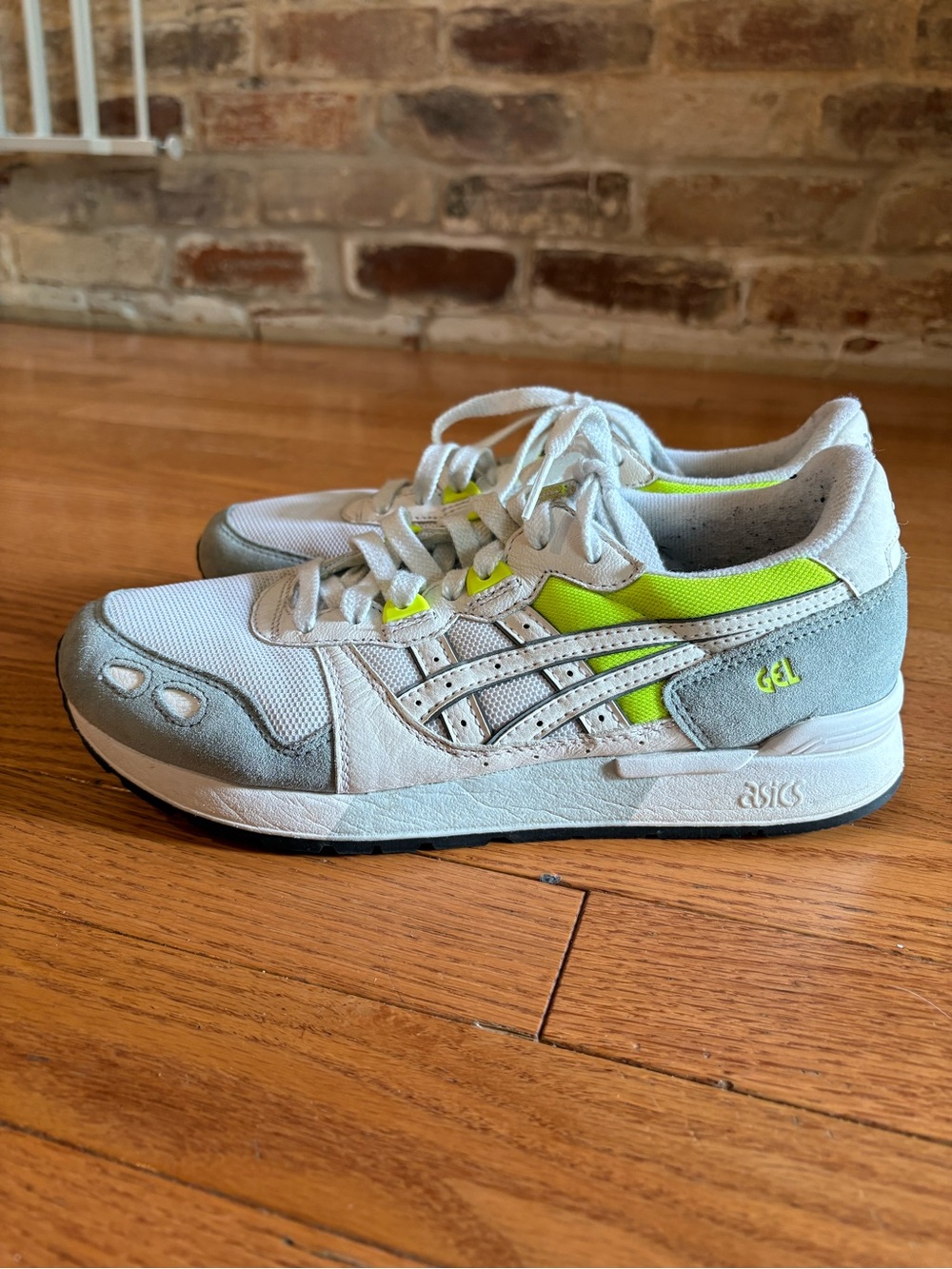 ASICS White Sneakers with Neon Green Accents